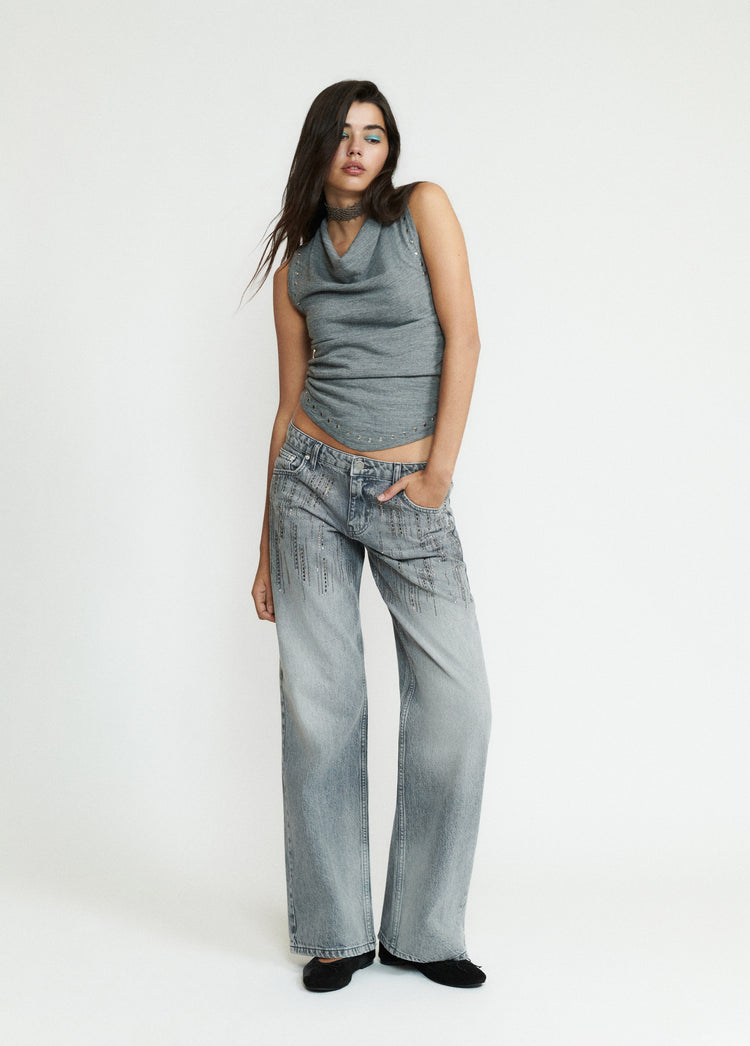 Cascading shimmer denim