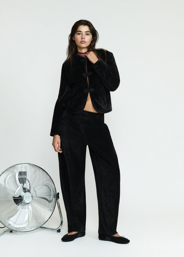 Balloon velvet toggle pants