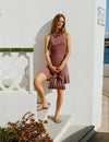 Cupro halter dress with studs