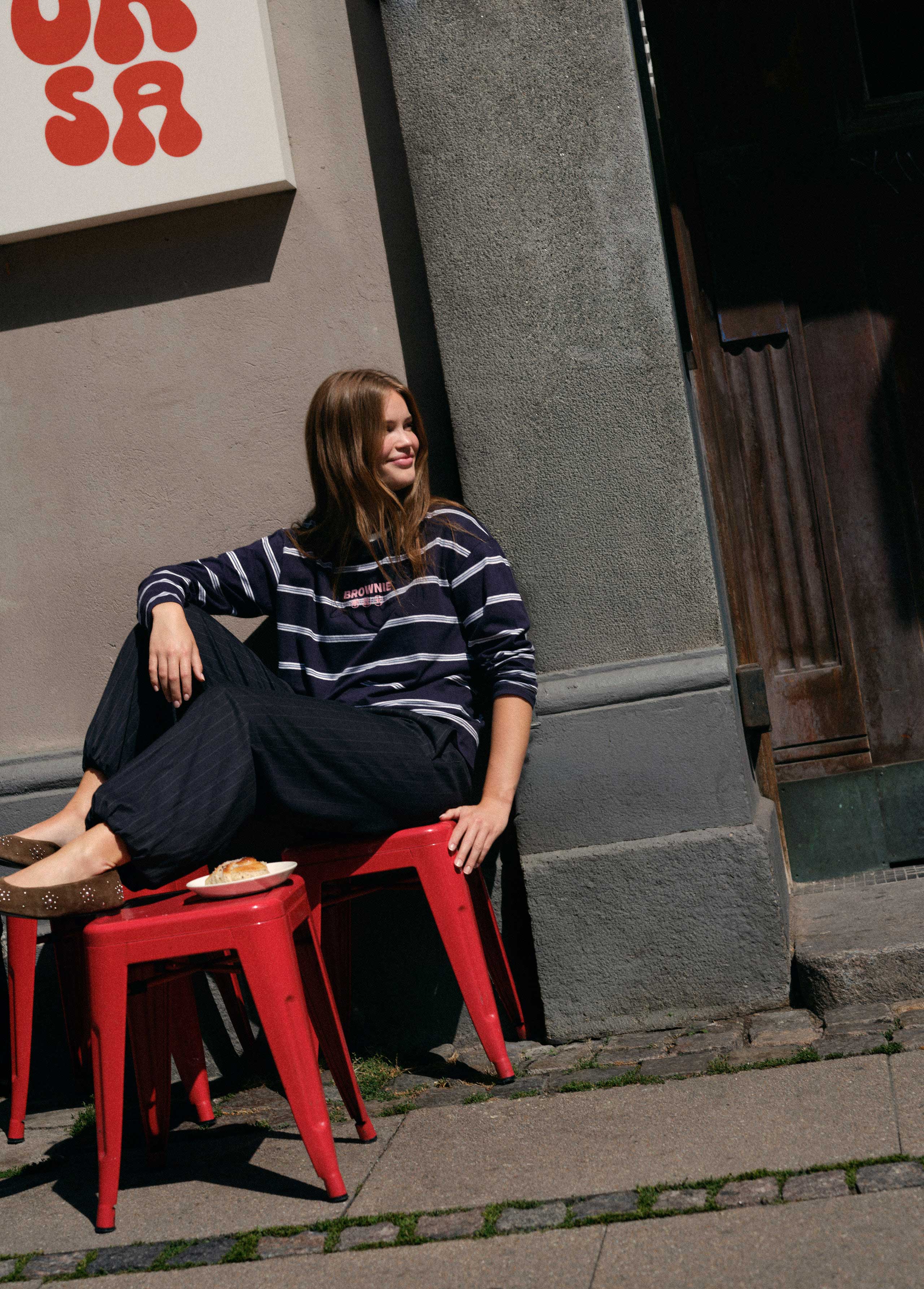 Striped T-shirt with text