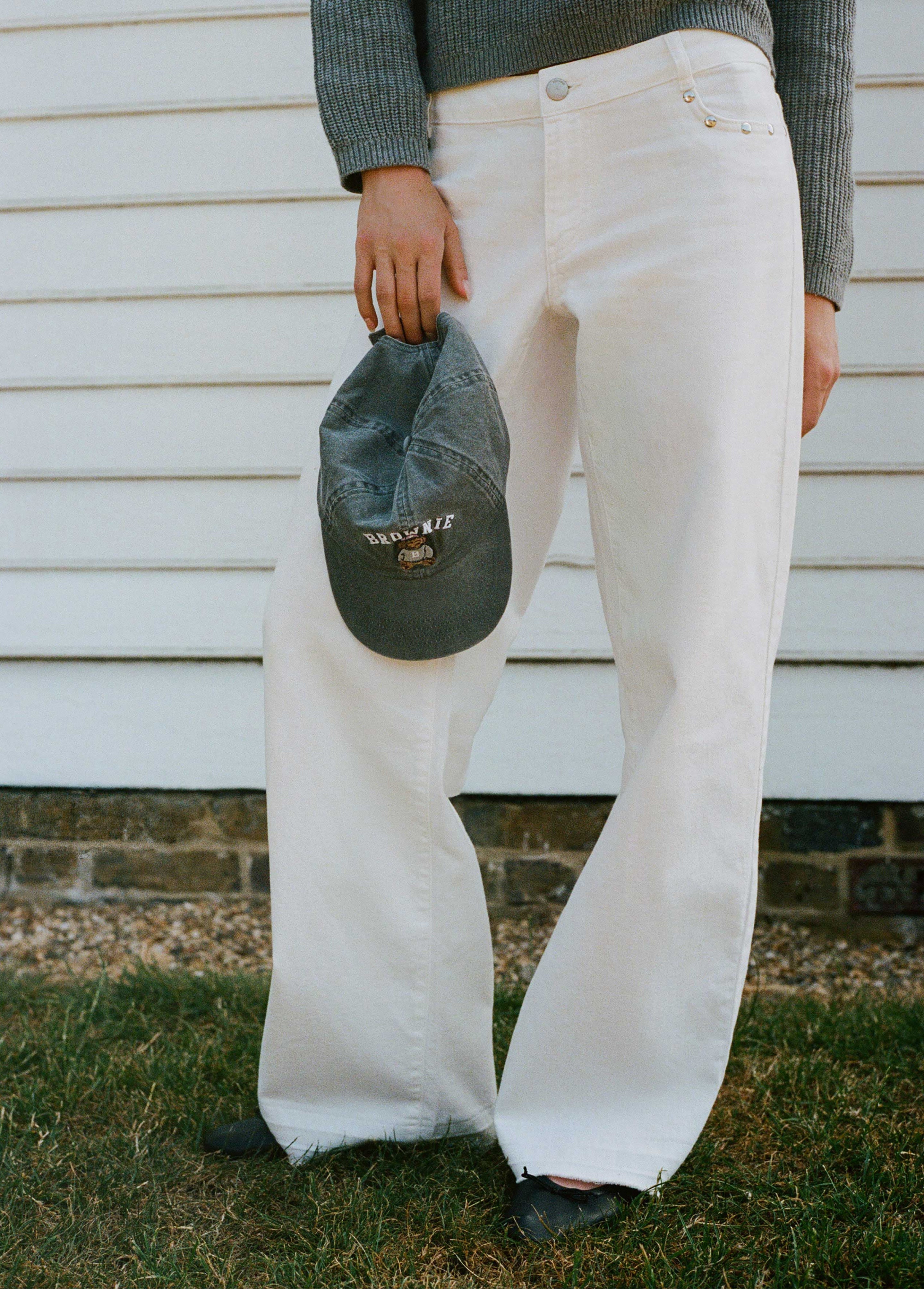 Low-rise pants with glitter stars and studs