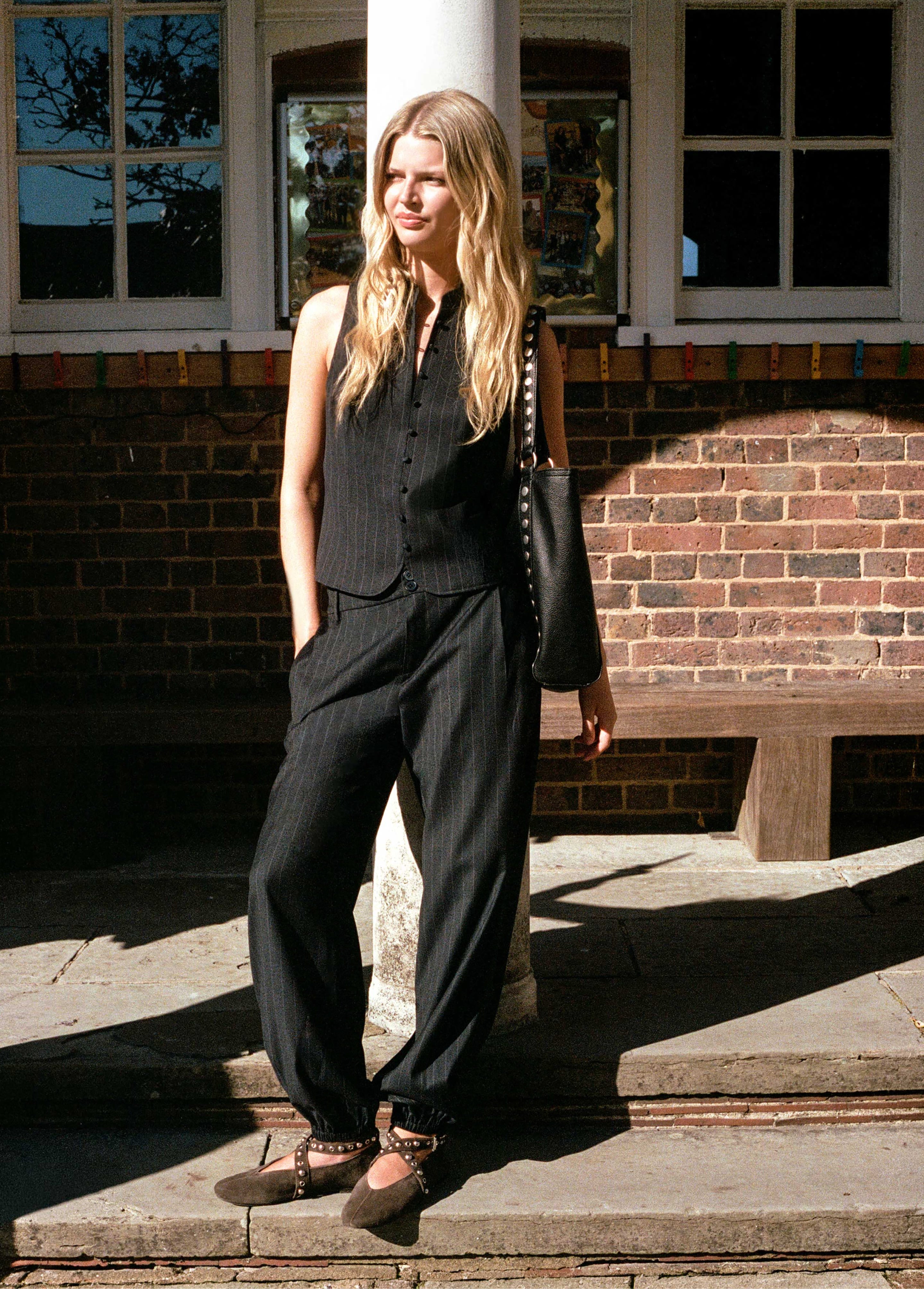 Pinstripe harem trousers