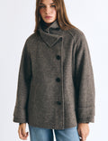 High-collar wool coat