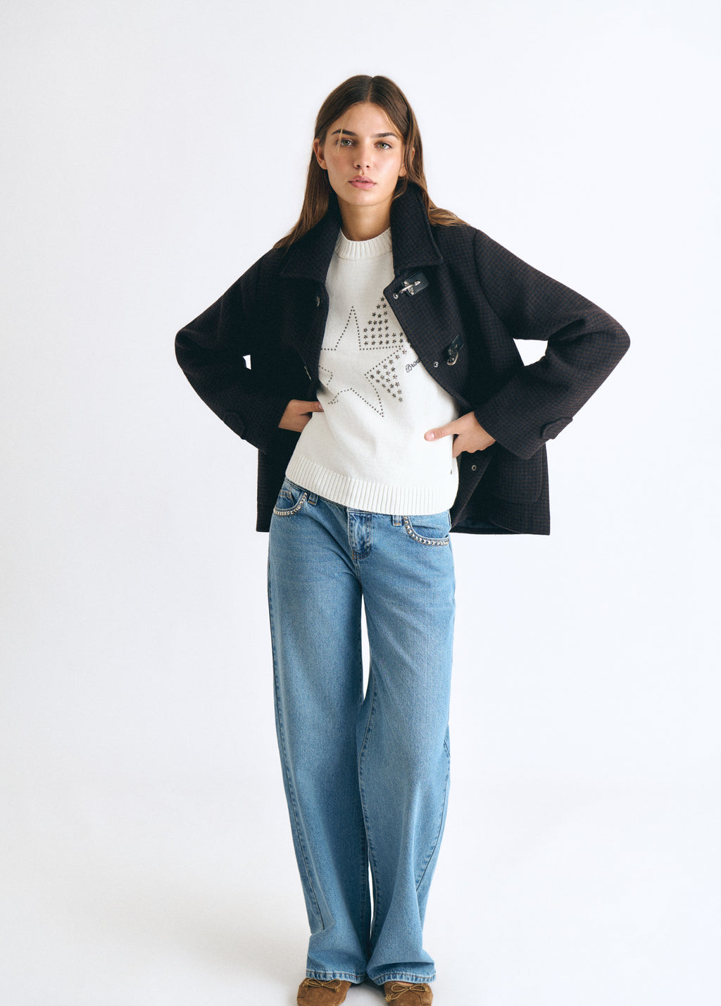 Maglia con stelle doppie borchie