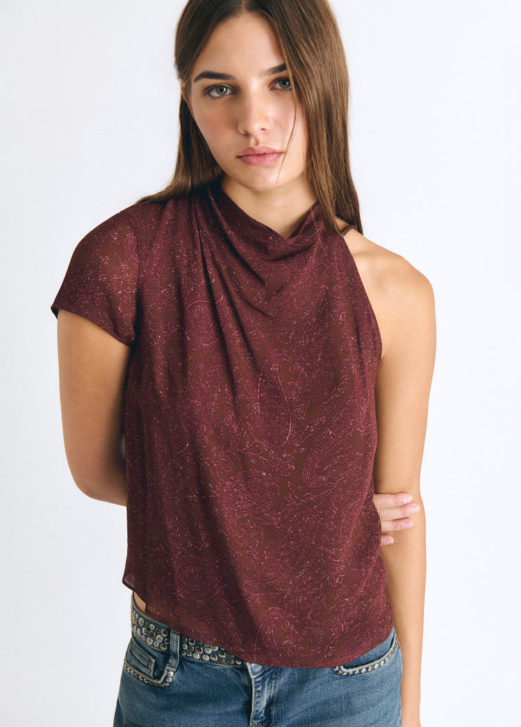 Short-sleeved printed blouse