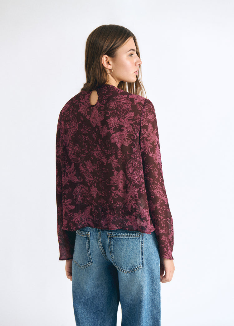 Bedruckte Bluse mit Öffnung vorne