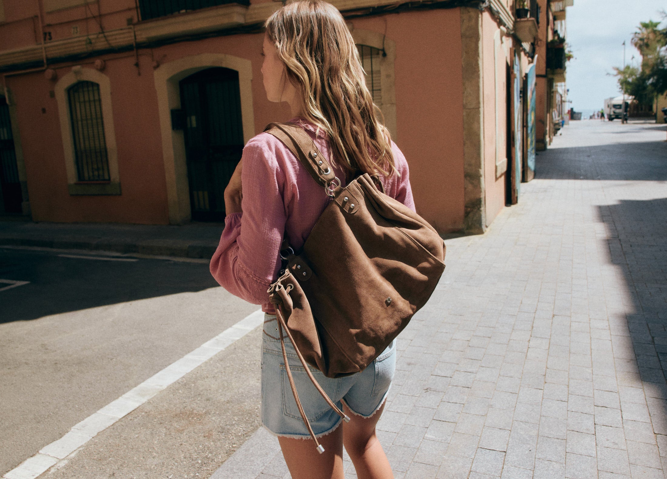 Ruched shopper bag