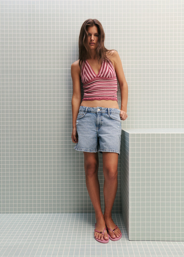 Striped halter knit top
