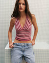 Top punto halter rayas