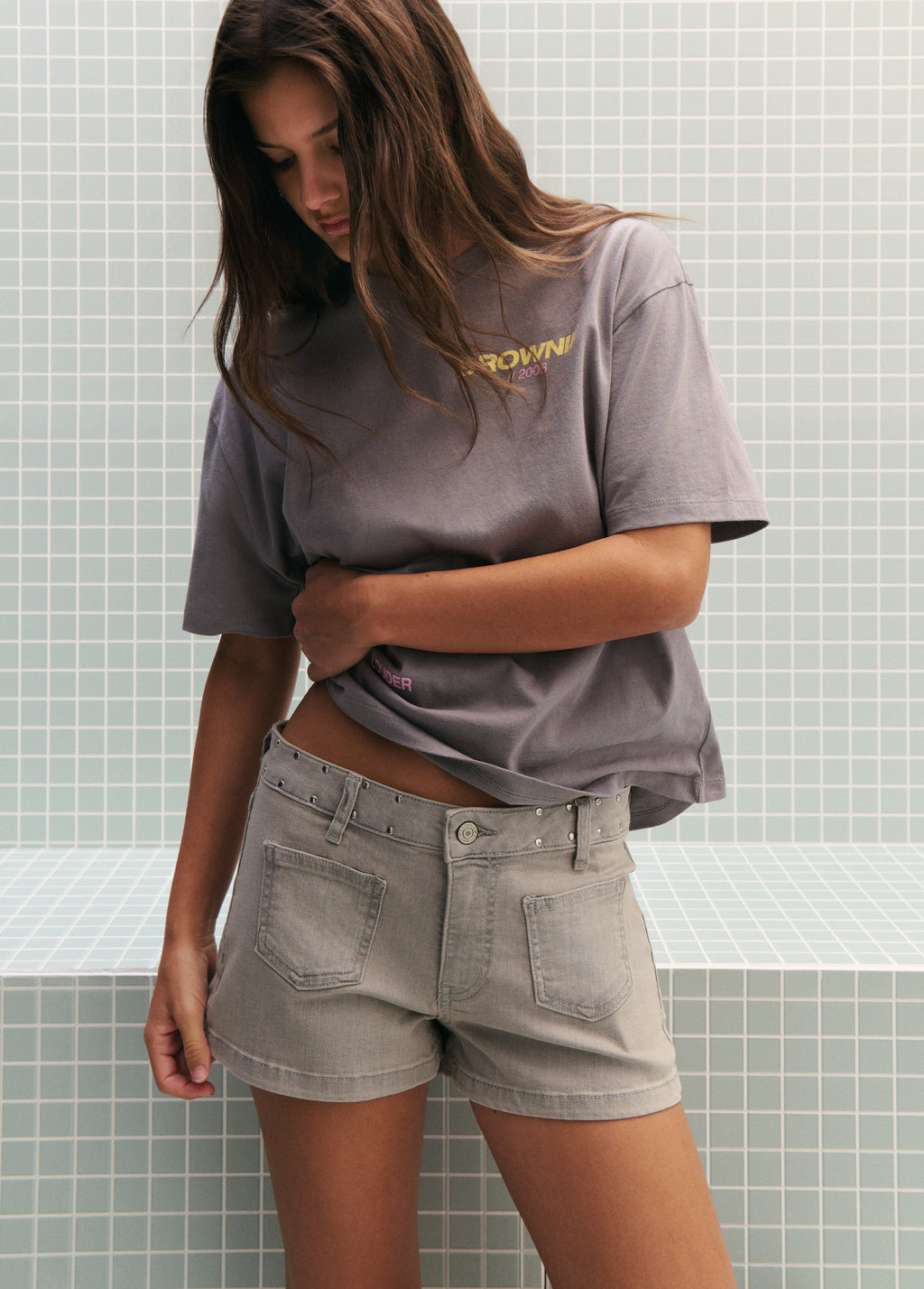 Star stud patch shorts