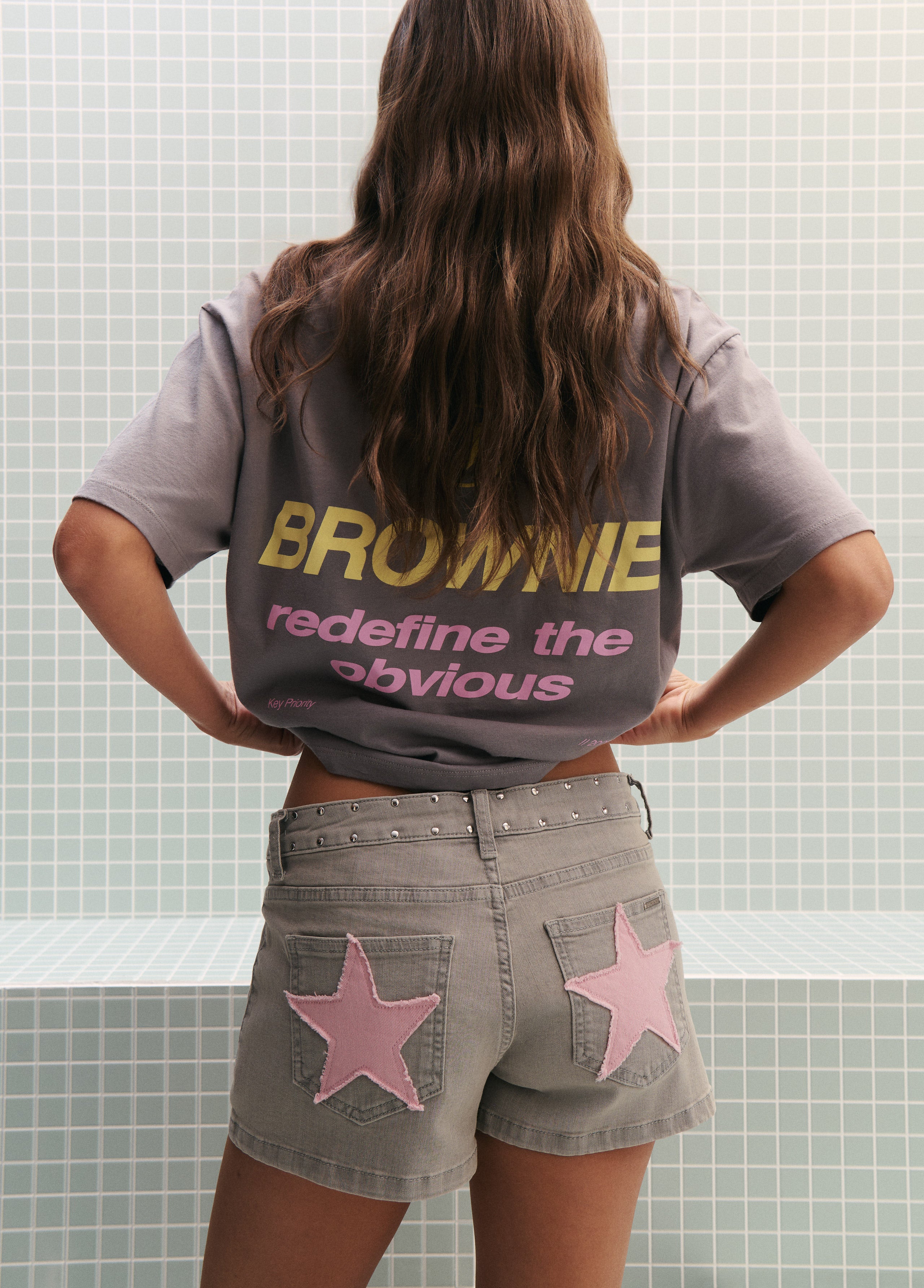 Star stud patch shorts