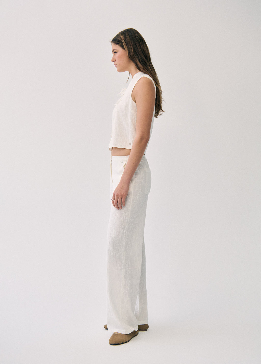 Straight embroidered pants