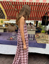 Pantalon long bouffant à carreaux