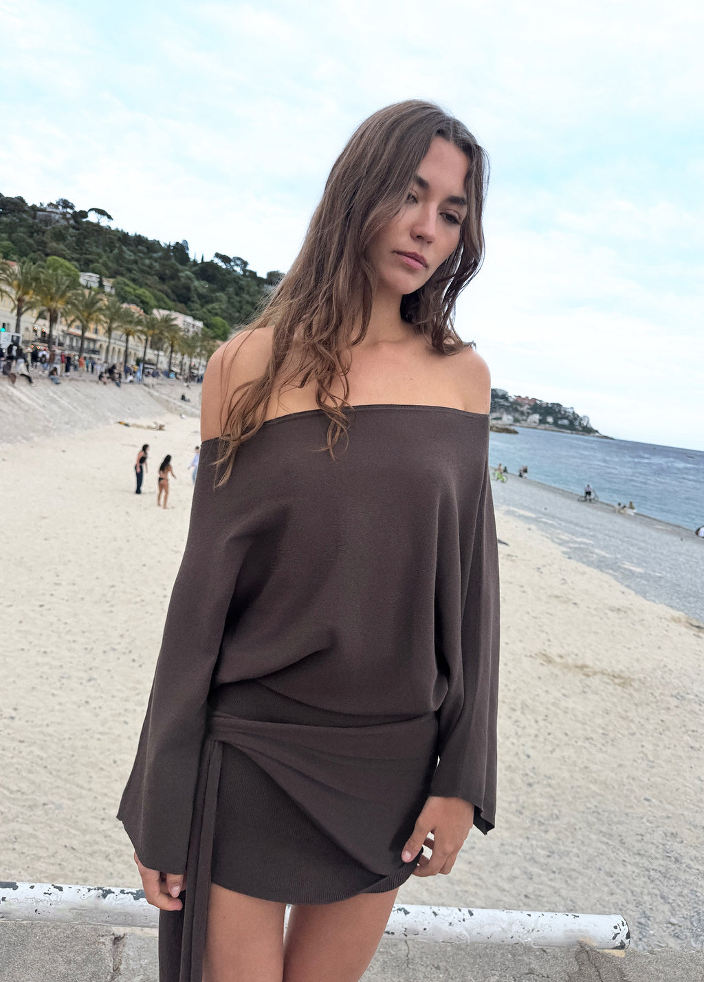 Batwing sleeve knit dress