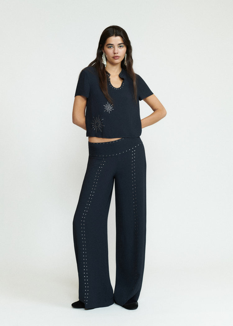 Long studded trousers