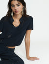 Blouse met korte mouwen en studs