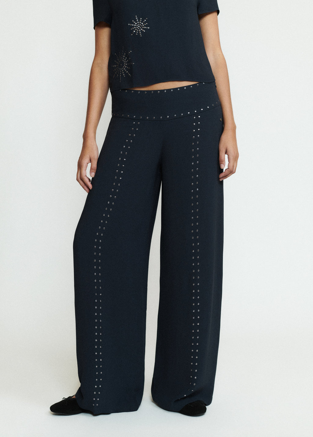 Long studded trousers