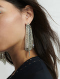 Metal mesh diamond earrings