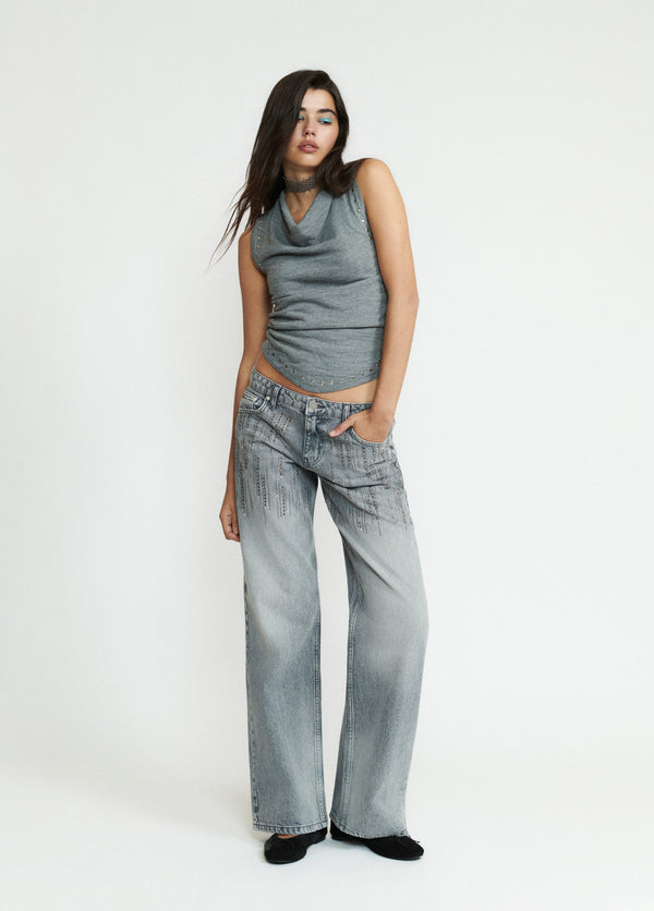Shiny cascade jeans