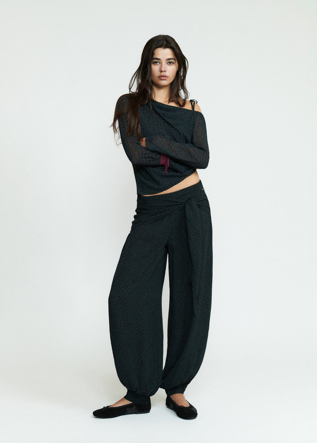 Harem pants with waist tie