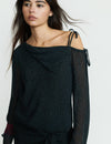 Asymmetrical long-sleeve blouse