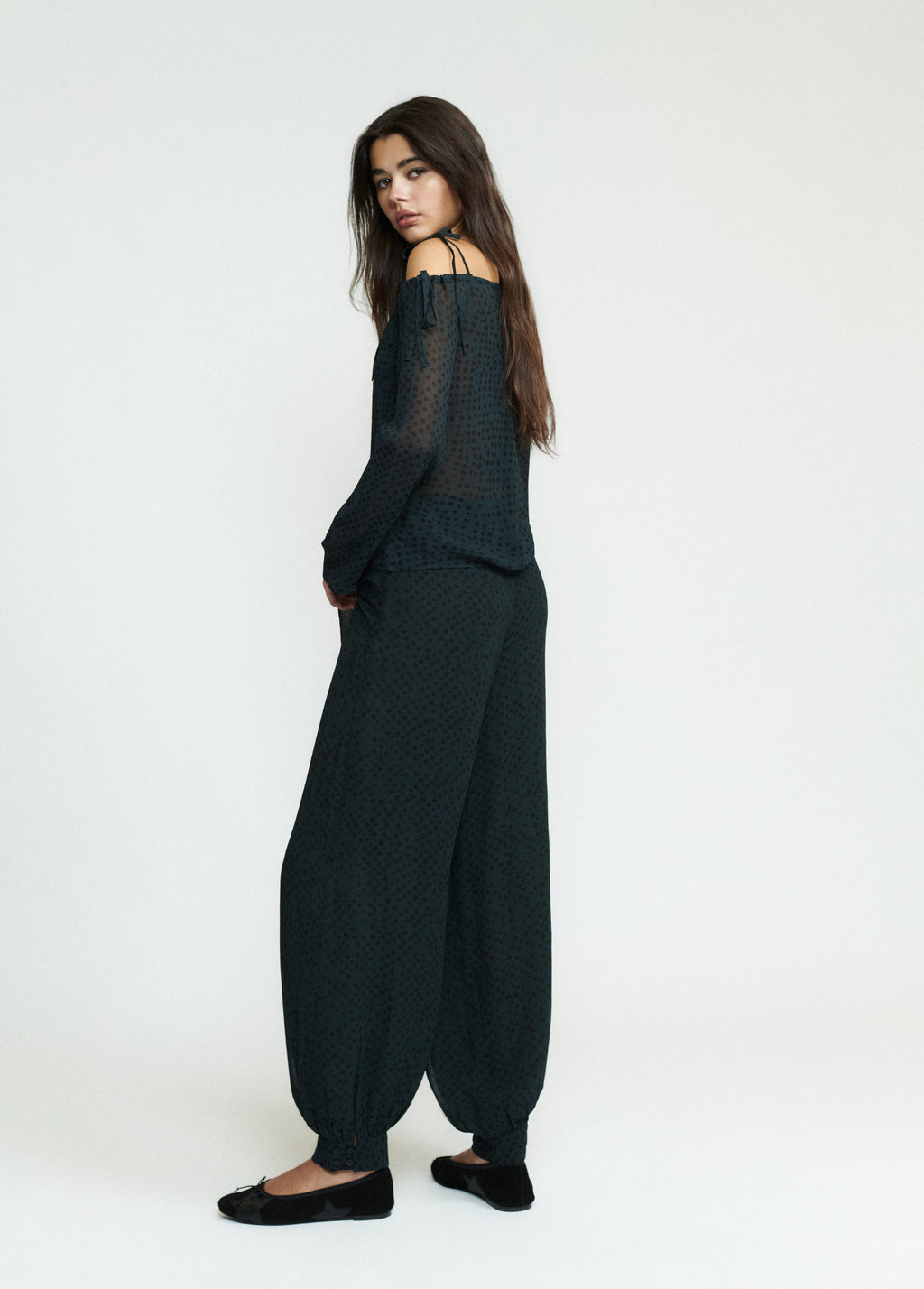 Harem pants with waist tie