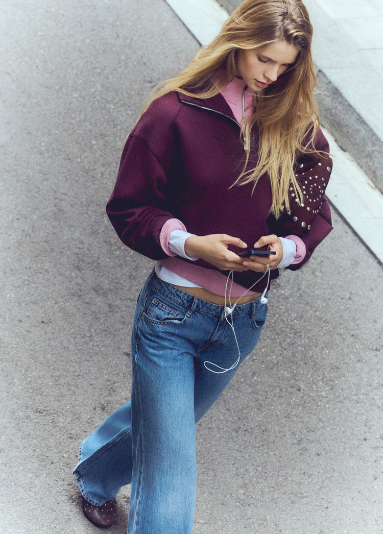 Zip-up sweatshirt with embroidered logo