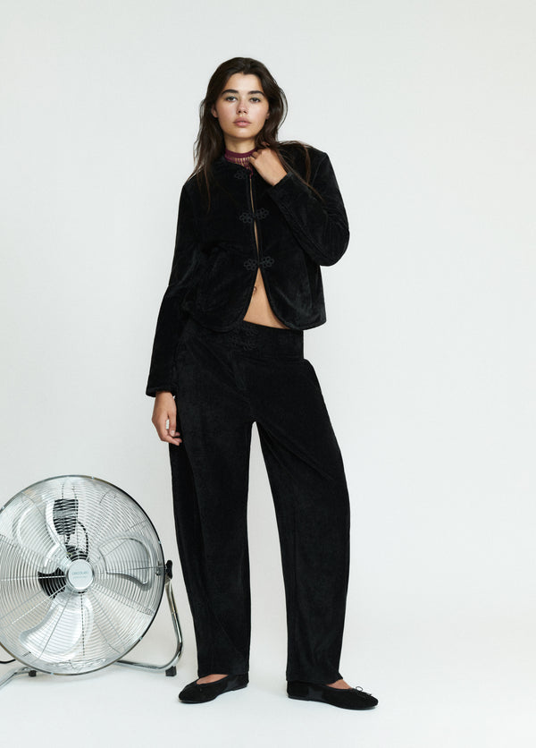 Balloon velvet toggle pants