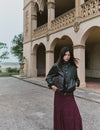 Chaqueta bomber efecto piel botones