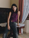 Top tejido jacquard botones