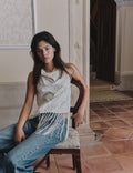 Top jacquard con flecos