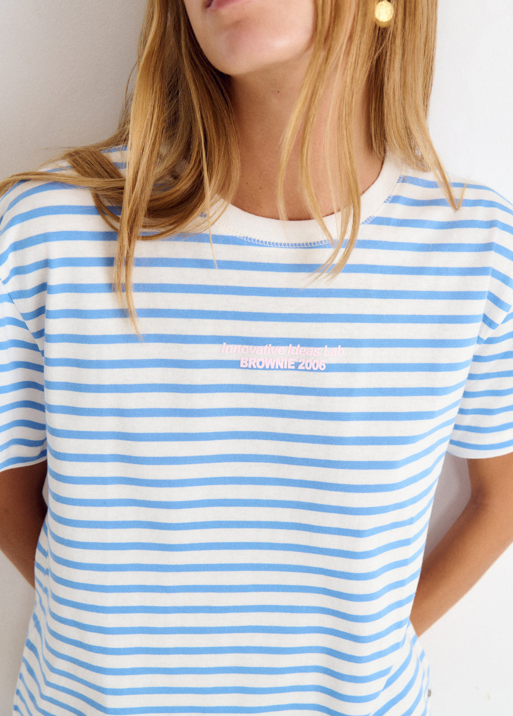 T-shirt met strepen en print