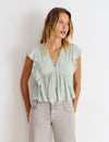 Romantic blouse with ruffles and lace trim