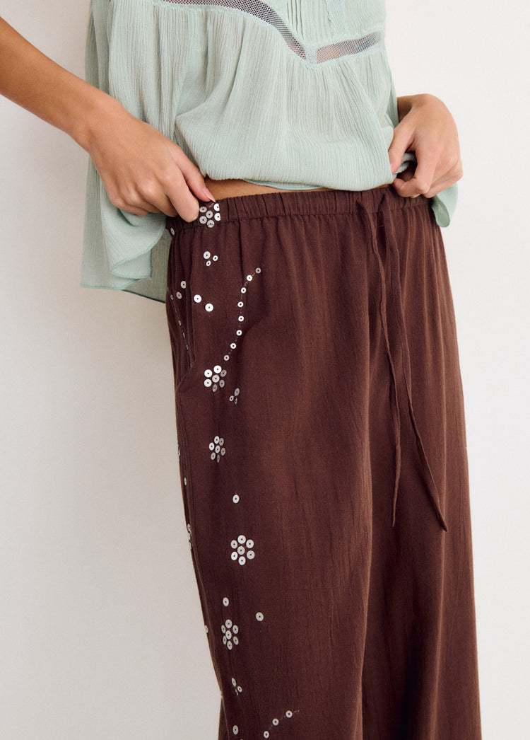 Pantaló fluid amb detall de lluentons lateral