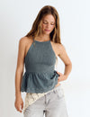 Perforated smocked camisole top
