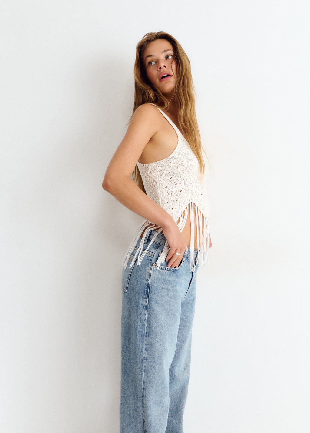 Crochet fringe top