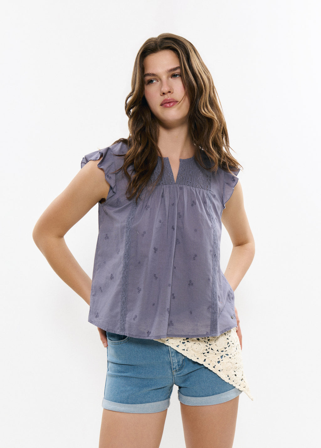 Lace strap blouse