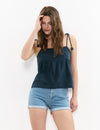 Embroidered strap top