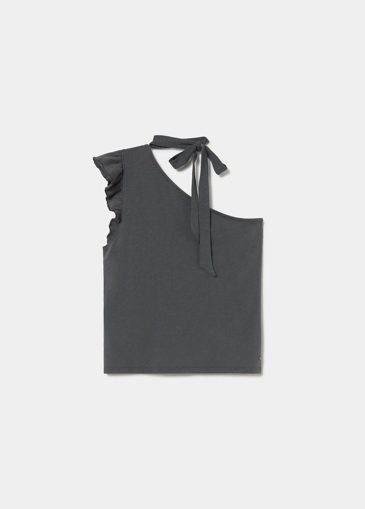 Asymmetrical ruffle t-shirt