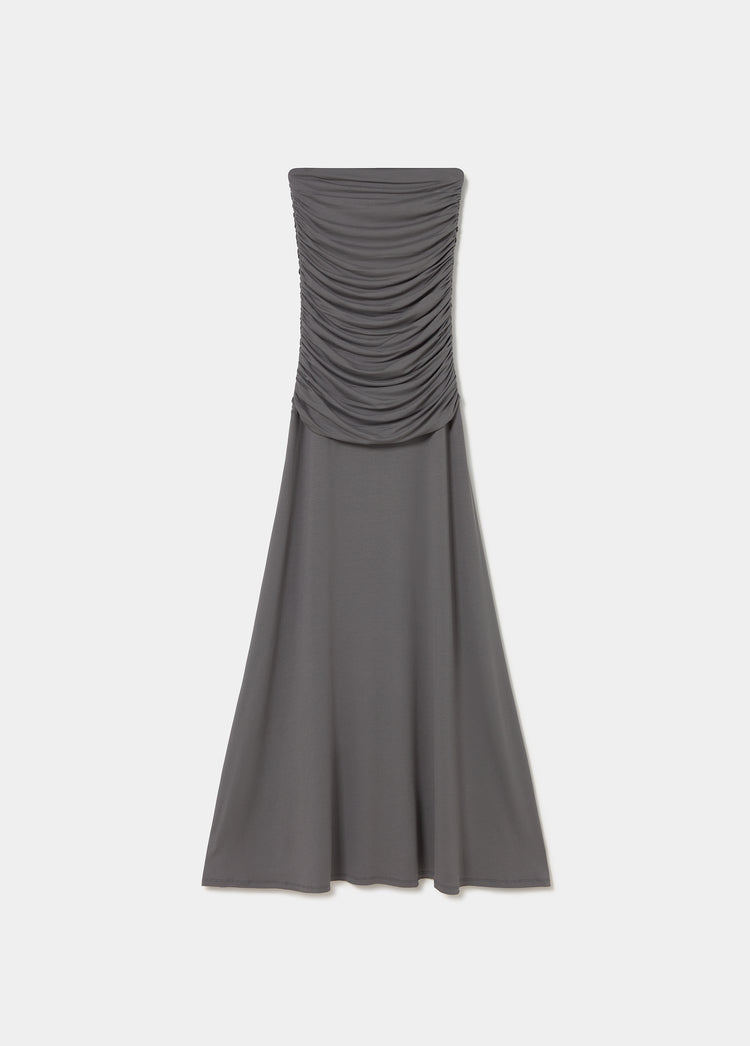Vestido longo com franzidos
