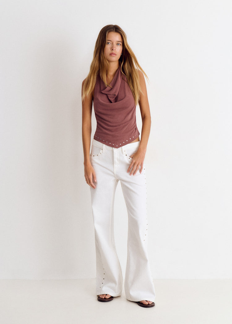 Broek met studs aan zijkant