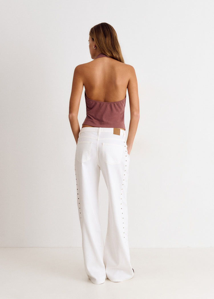 Broek met studs aan zijkant