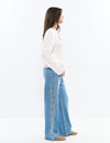 Straight pants with side embroidery