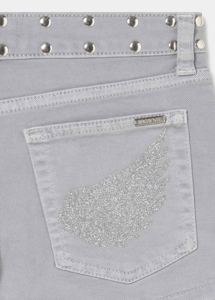 Five-pocket shorts with glitter studs