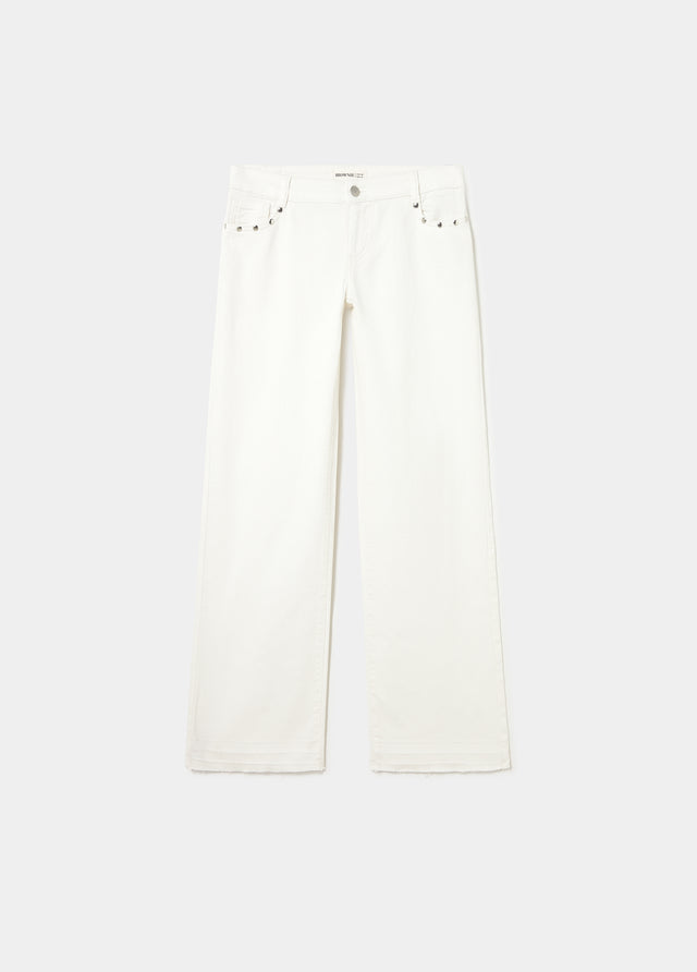 Low-rise pants with glitter stars and studs