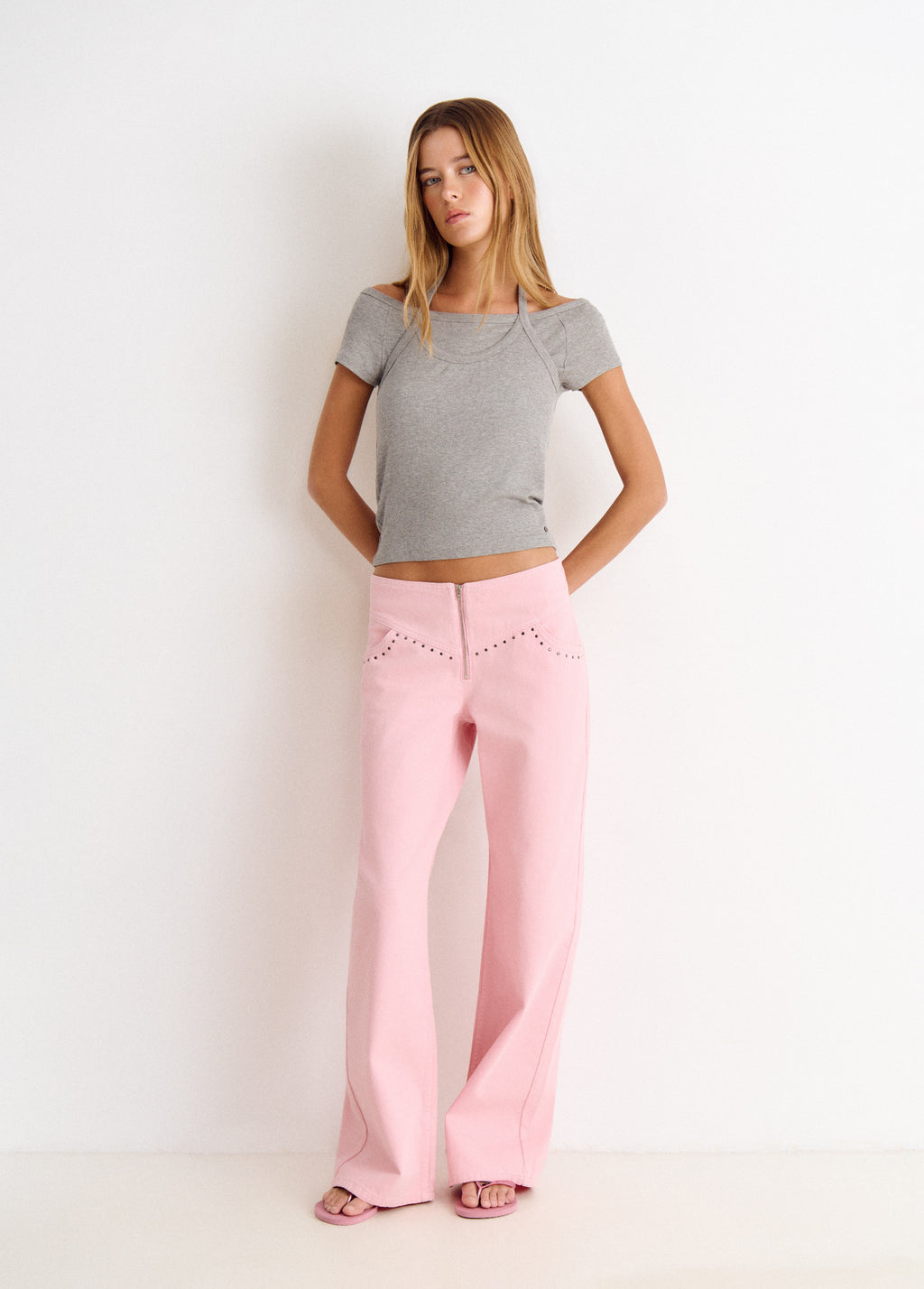 Broek met taille en studs