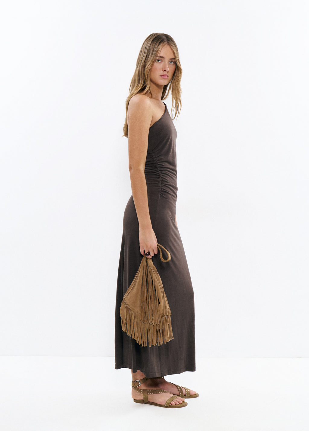 Bolso hombro flecos piel