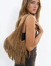 Bolso hombro flecos piel