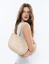 Small braided leather shopper