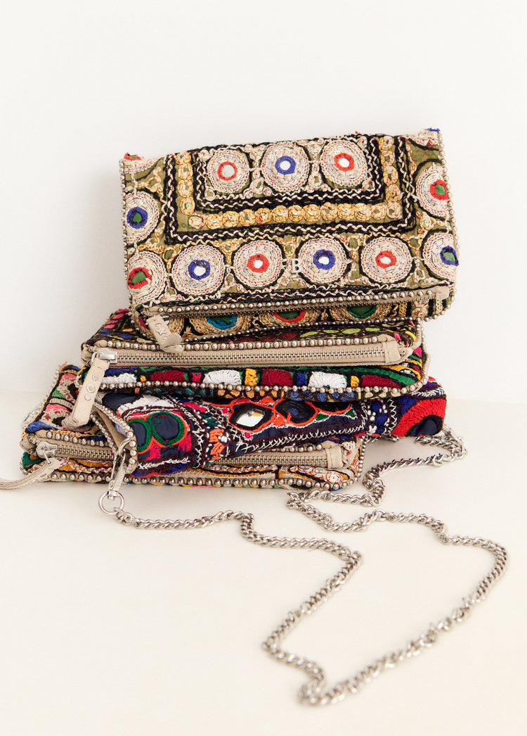 Flap Bag with Mirrors and Beads